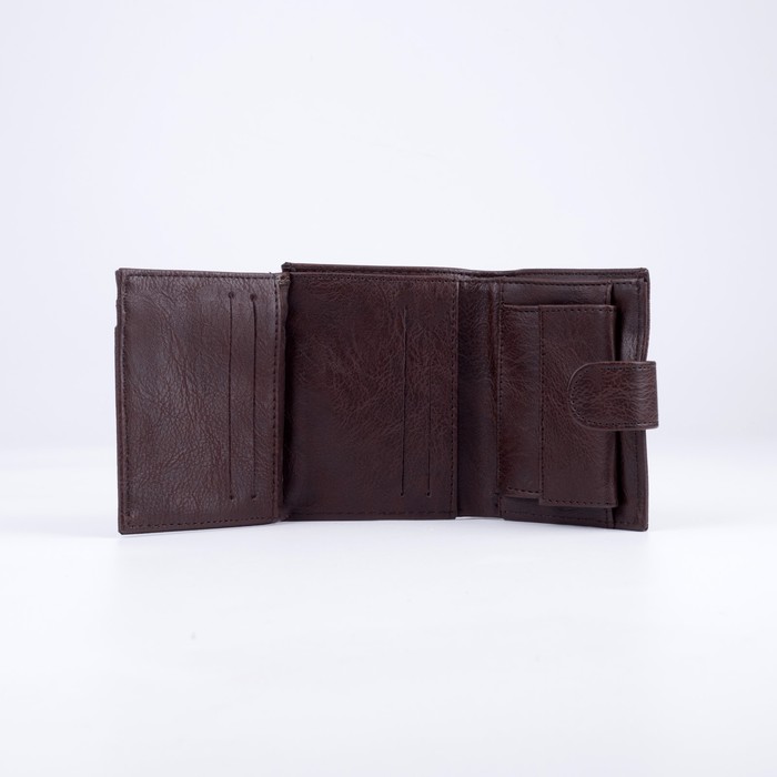 Портмоне мужское 2 в 1 (авто), 4 отдела, для карт, для монет, цвет коричневый