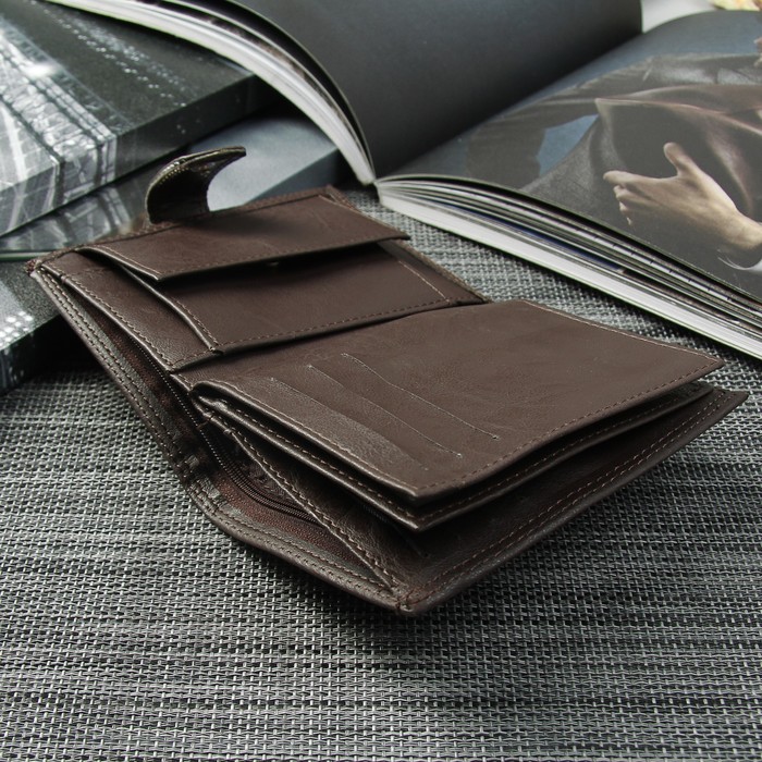 Портмоне мужское 2 в 1 (авто), 4 отдела, для карт, для монет, цвет коричневый