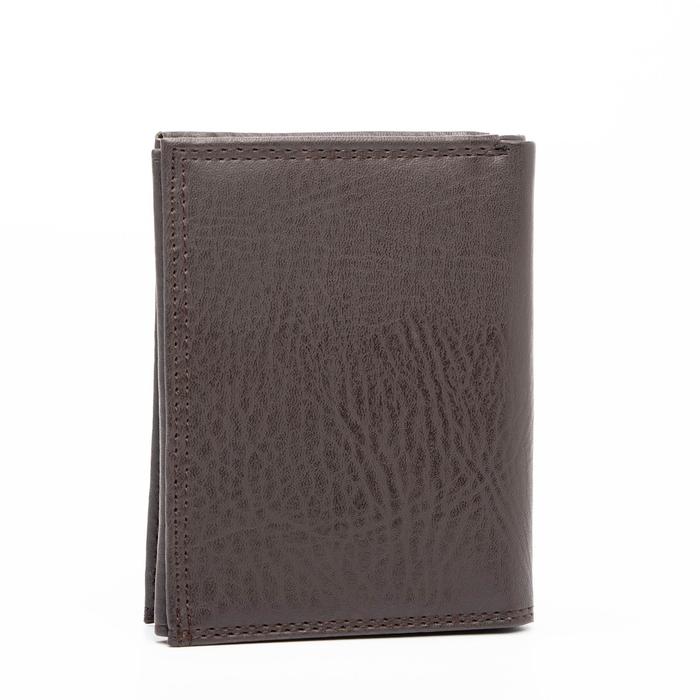 Портмоне мужское 2 в 1 (авто), 4 отдела, для карт, для монет, цвет коричневый