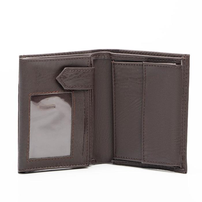 Портмоне мужское 2 в 1 (авто), 4 отдела, для карт, для монет, цвет коричневый