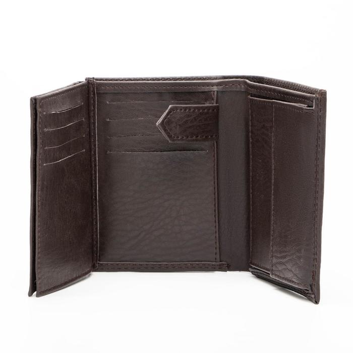 Портмоне мужское 2 в 1 (авто), 4 отдела, для карт, для монет, цвет коричневый