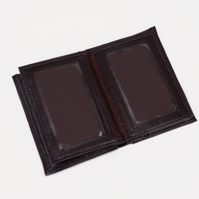 Портмоне мужское 3 в 1 (авто+паспорт), 4 отдела, для карт, для монет, цвет коричневый