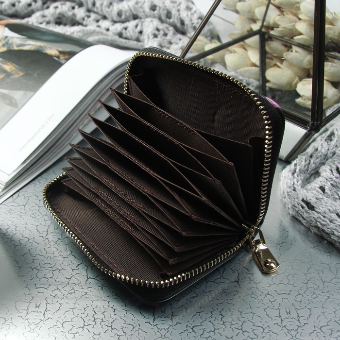 Визитница «Фламинго», горизонтальная, 1 ряд, 9 картхолдеров, цвет чёрный