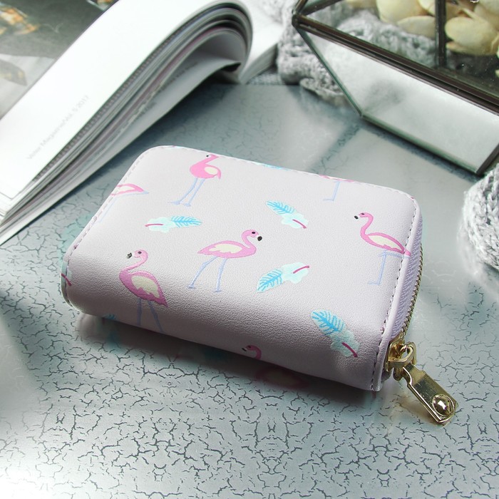 Визитница «Фламинго», горизонтальная, 1 ряд, 9 картхолдеров, цвет сиреневый