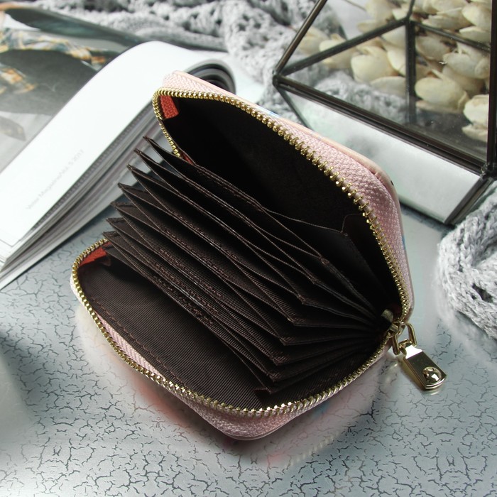 Визитница «Фламинго», горизонтальная, 1 ряд, 9 картхолдеров, цвет сиреневый