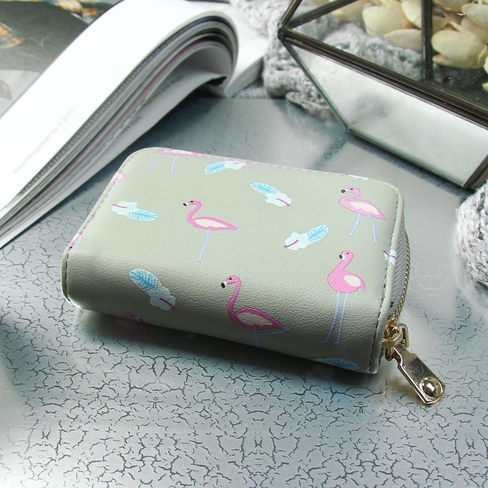 Визитница «Фламинго», горизонтальная, 1 ряд, 9 картхолдеров, цвет серый