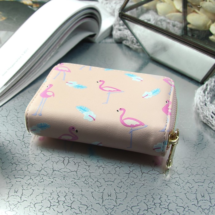 Визитница «Фламинго», горизонтальная, 1 ряд, 9 картхолдеров, цвет пудровый