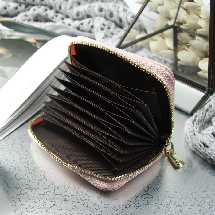 Визитница «Фламинго», горизонтальная, 1 ряд, 9 картхолдеров, цвет пудровый