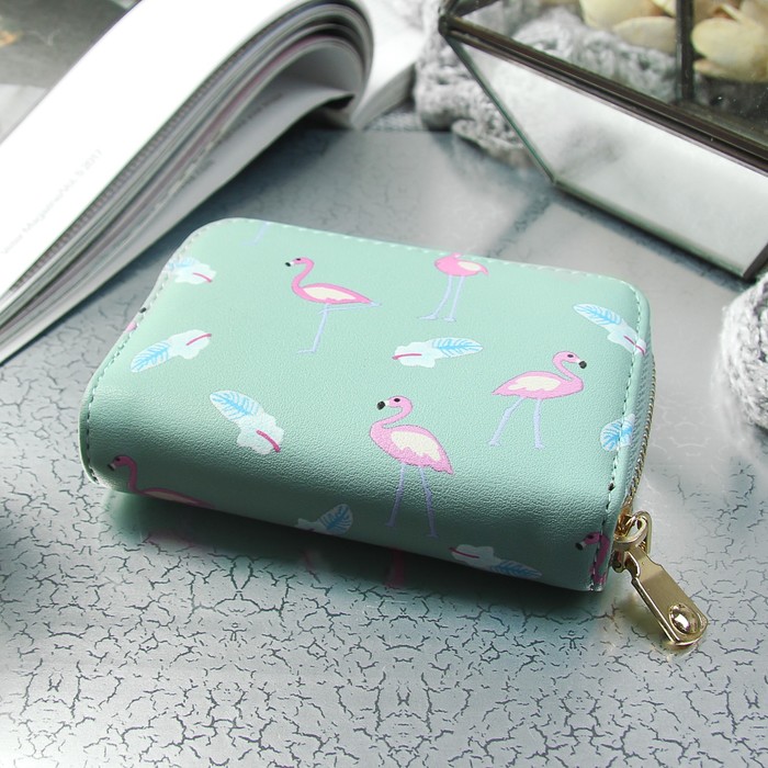 Визитница «Фламинго», горизонтальная, 1 ряд, 9 картхолдеров, цвет мятный