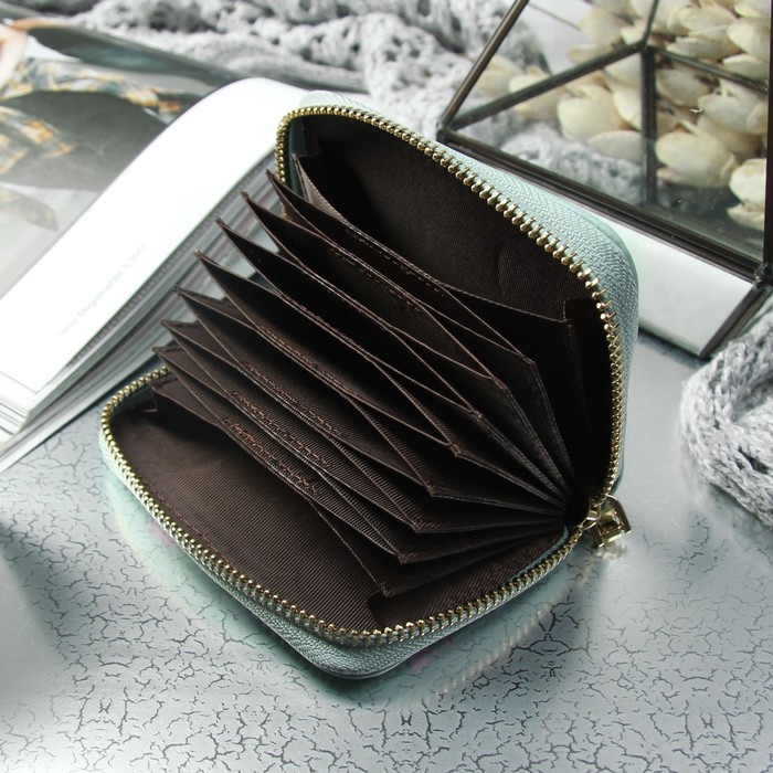 Визитница «Фламинго», горизонтальная, 1 ряд, 9 картхолдеров, цвет мятный