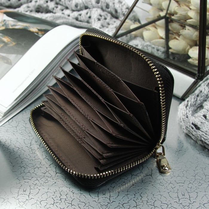 Визитница горизонтальная, 1 ряд, 9 картхолдеров, цвет чёрный