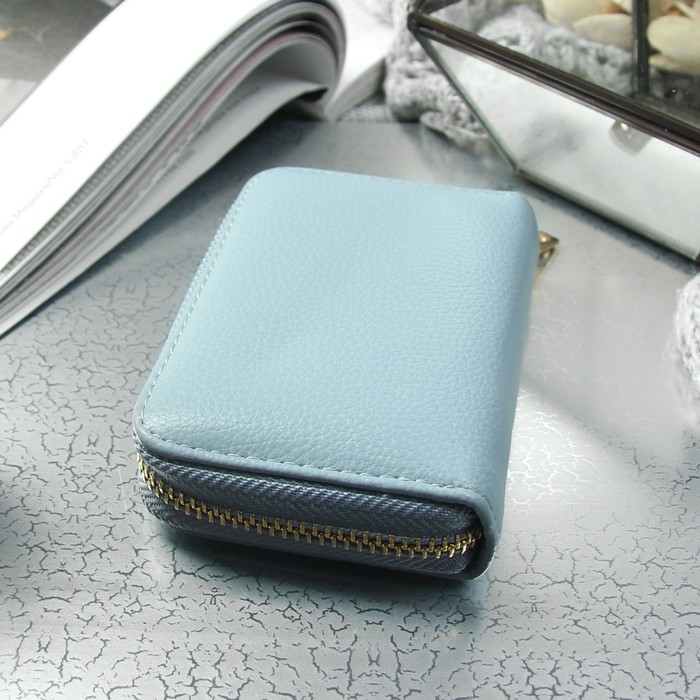 Визитница горизонтальная, 1 ряд, 9 картхолдеров, цвет голубой