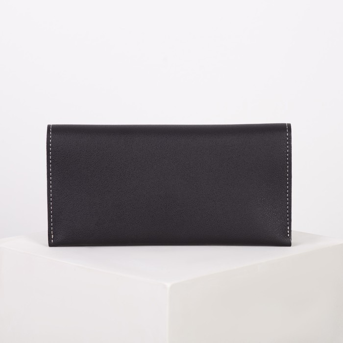Кошелёк женский, 2 отдела, для карт, цвет чёрный