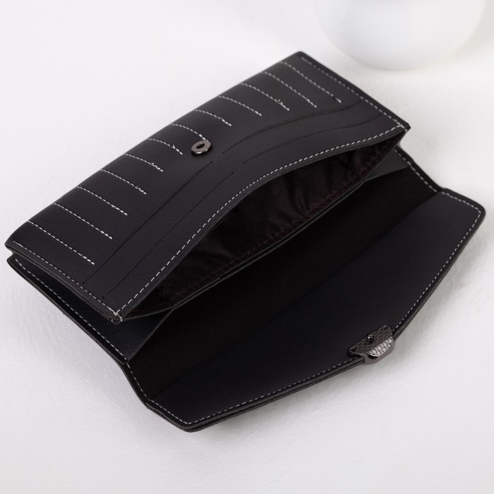 Кошелёк женский, 2 отдела, для карт, цвет чёрный