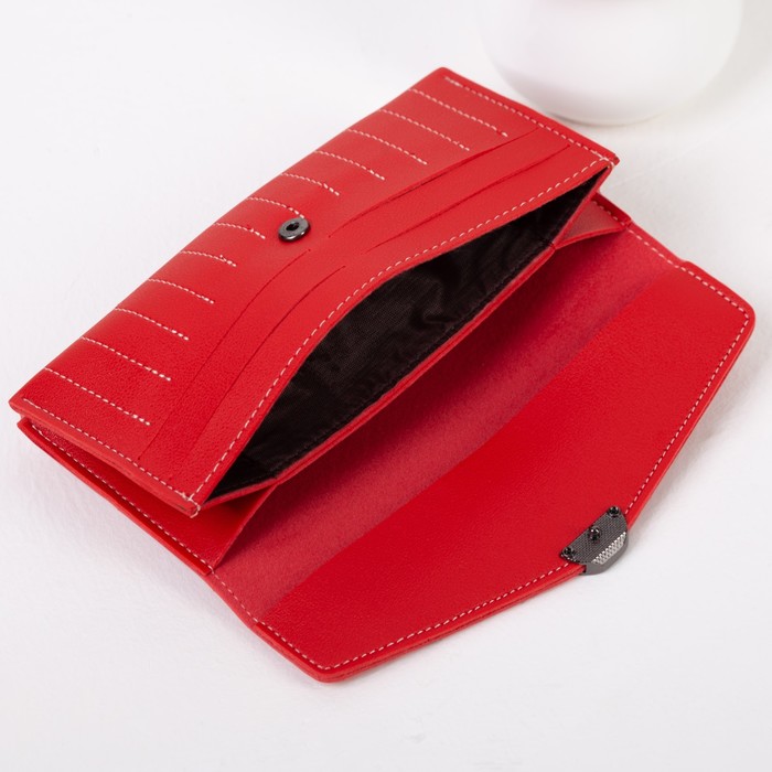 Кошелёк женский, 2 отдела, для карт, цвет красный
