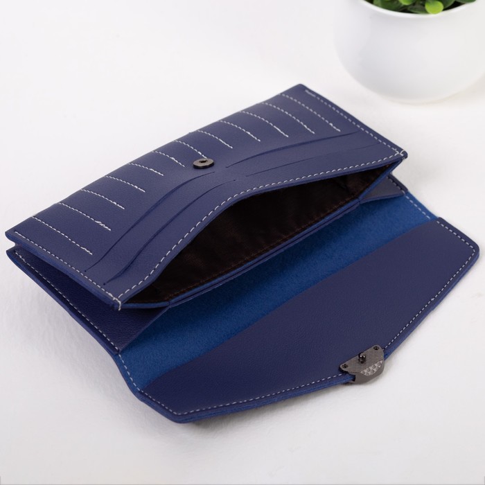 Кошелёк женский, 2 отдела, для карт, цвет синий