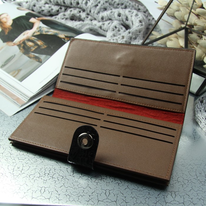 Кошелёк женский, 2 отдела, для карт, цвет чёрный