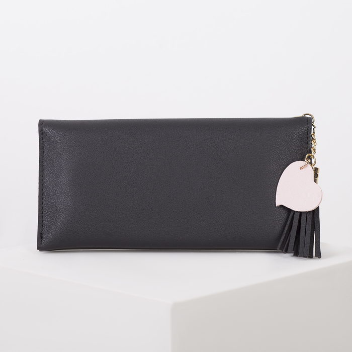 Кошелёк женский, 2 отдела, для карт, цвет чёрный/серый