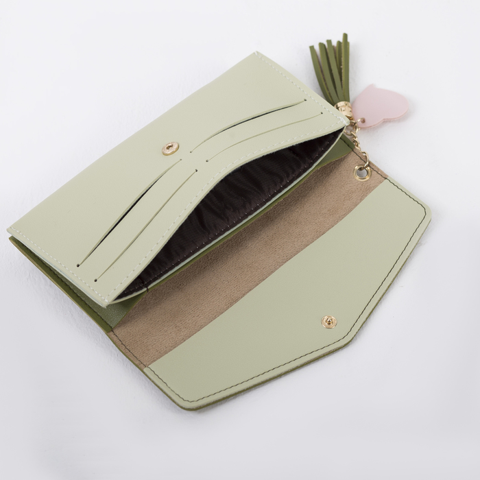 Кошелёк женский, 2 отдела, для карт, цвет мятный/зелёный