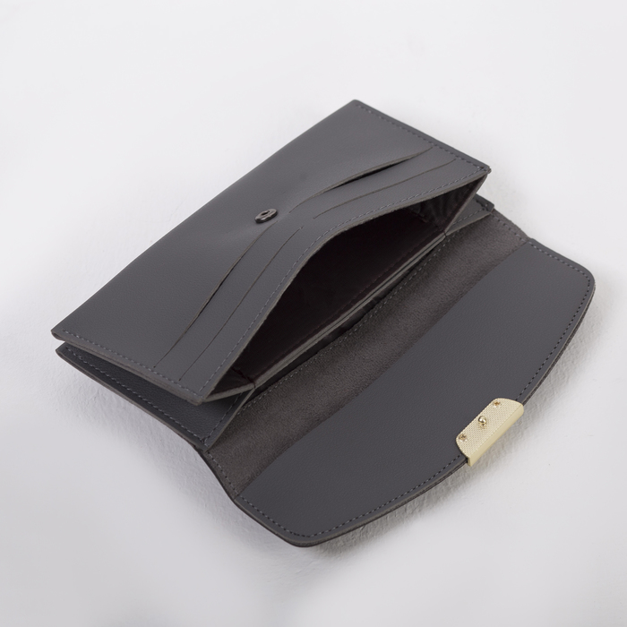 Кошелёк женский, 2 отдела, для карт, ручка, цвет чёрный