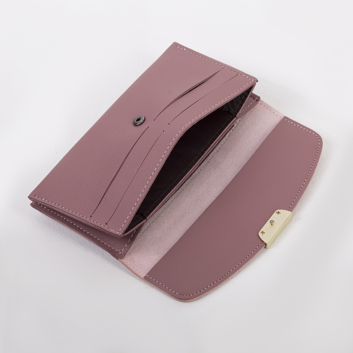 Кошелёк женский, 2 отдела, для карт, ручка, цвет пудровый