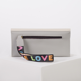 

Кошелёк женский, 2 отдела на клапане, с ручкой, цвет серый