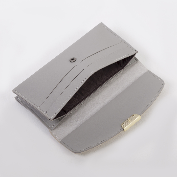 Кошелёк женский, 2 отдела, для карт, ручка, цвет серый