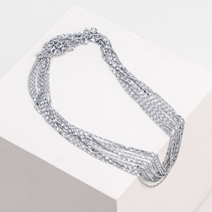 Цепь набор 12 шт "Прямоугольные звенья", цвет серебро, 43 см