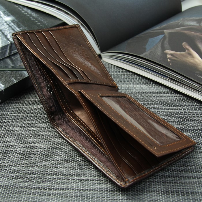 Портмоне мужское, 2 отдела, для карт, для монет, цвет кофе