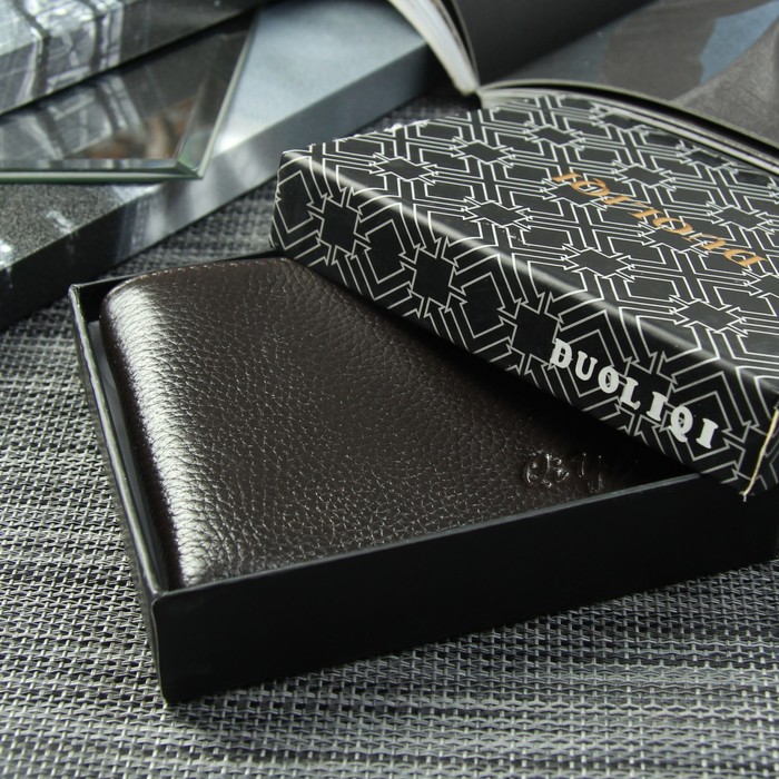 Портмоне мужское, 2 отдела, для карт, для монет, цвет кофе