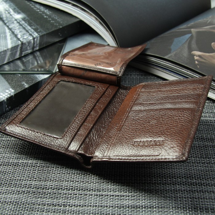 Портмоне мужское, 2 отдела, для карт, для монет, цвет коричневый