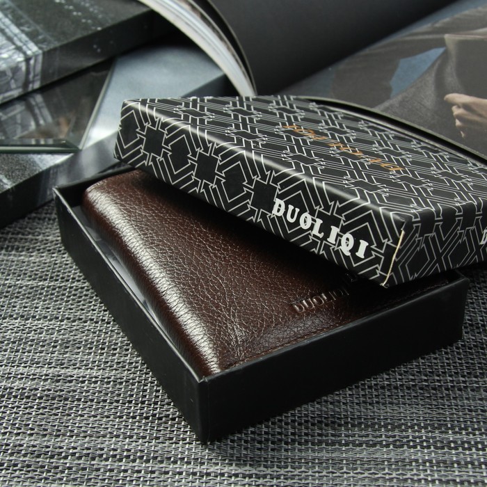 Портмоне мужское, 2 отдела, для карт, для монет, цвет коричневый