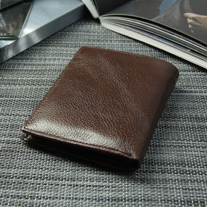 Портмоне мужское, 4 отдела, для карт, для монет, цвет кофе