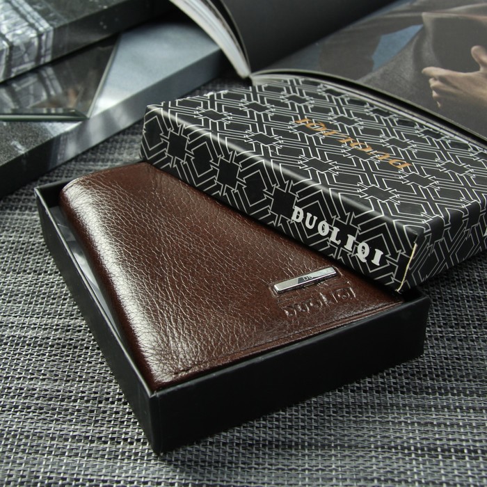 Портмоне мужское, 4 отдела, для карт, для монет, цвет кофе