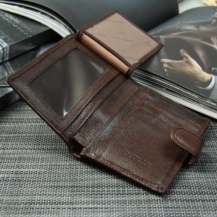 Портмоне мужское, 4 отдела, для карт, для монет, цвет кофе