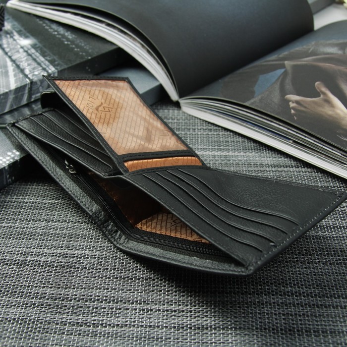 Портмоне мужское, 4 отдела, для карт, для монет, цвет чёрный