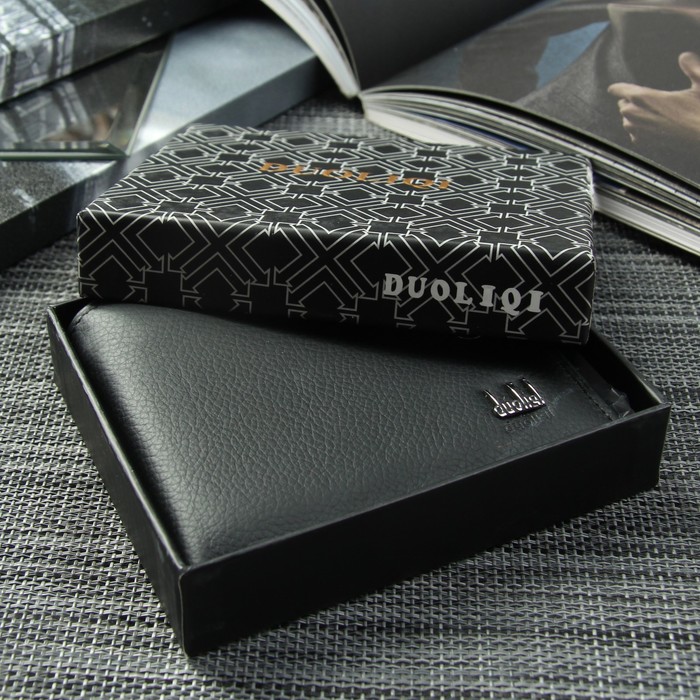 Портмоне мужское, 4 отдела, для карт, для монет, цвет чёрный