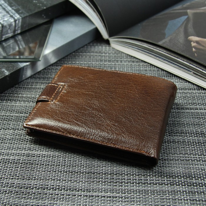 Портмоне мужское, 4 отдела, для карт, для монет, цвет кофе