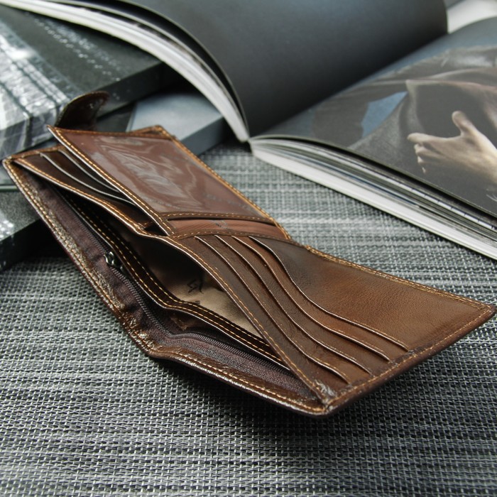 Портмоне мужское, 4 отдела, для карт, для монет, цвет кофе