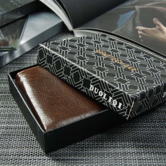 Портмоне мужское, 4 отдела, для карт, для монет, цвет кофе