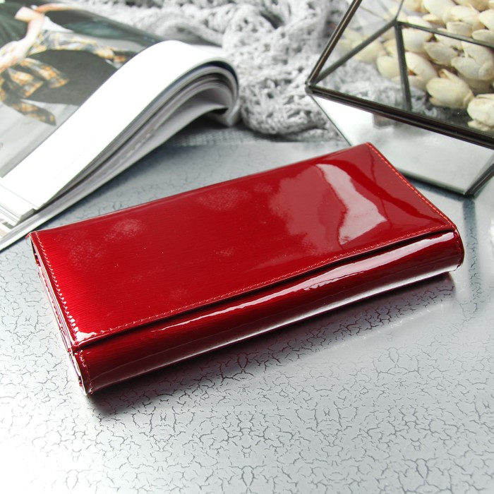 Кошелёк женский, 2 отдела, для карт, для монет, цвет красный