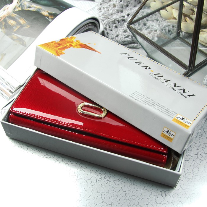 Кошелёк женский, 2 отдела, для карт, для монет, цвет красный