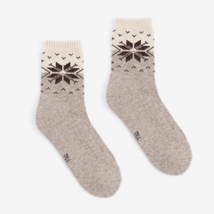 Носки женские шерстяные 01108 Organic со снежинкой цвет серый, р-р 23 (35-36)