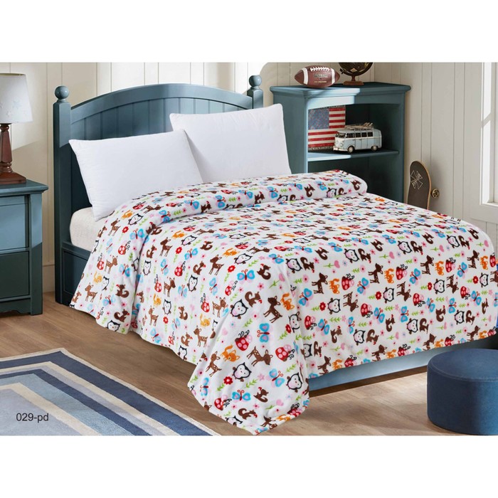 Плед «Лесные друзья», размер 100х150 см, велсофт 280 г/м2