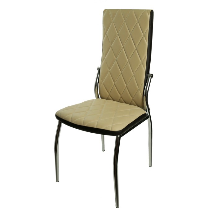 Стул "Бьянко 2" цвет обивки кремово - коричневый, каркас хром  УЦЕНКА