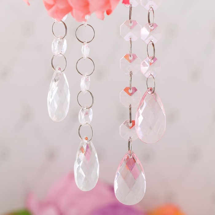 Кристаллы для украшения зала "Свадебные" розовые, 20 см