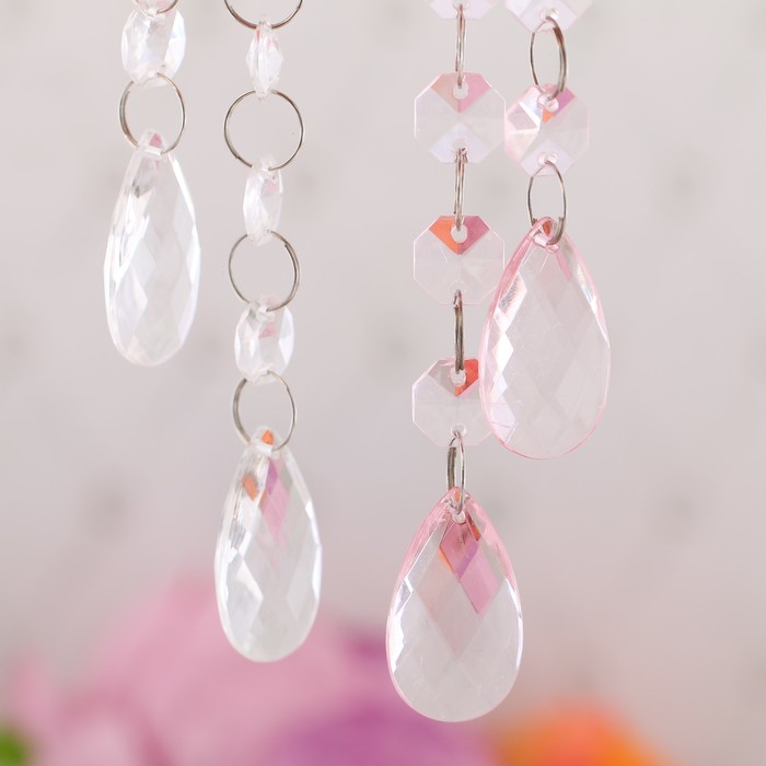 Кристаллы для украшения зала "Свадебные" розовые, 15 см