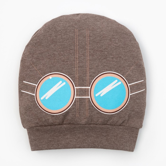 Чепчик (шапочка) Крошка Я "Маленький пилот" размер 44, кориченевый