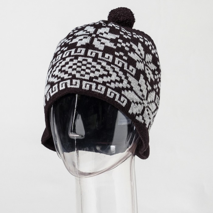 Шапка мужская "Скандинавские ушки" цвет чёрный, р-р 56