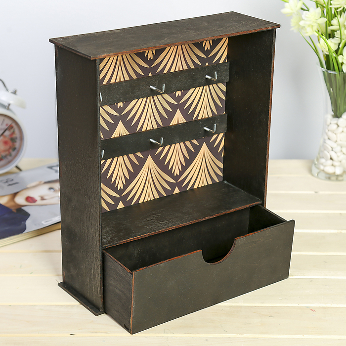 Ключница открытая с ящиком "Арт-декор Строгий стиль 01" 23,5х29,6х9 см